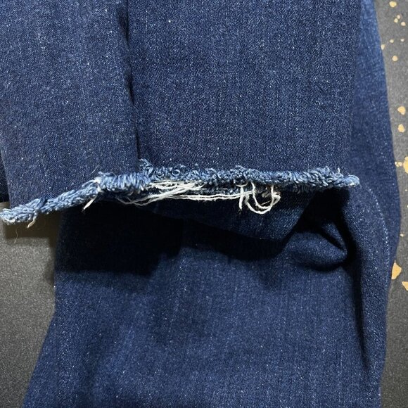 Loft Jeans The Super Soft Girlfriend Raw Hem Dark Wash Size 10 Stretch - Picture 7 of 7